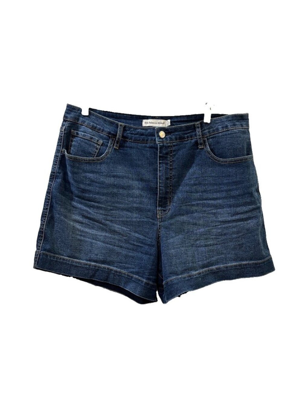 RM Rebecca Minkoff Blue Denim Cuffed Shorts Mid Rise 5-Pocket Size 14 old money